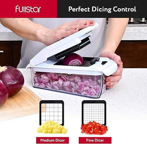 Miniatura 32 de Fullstar - Picadora de verduras, mandolina, rallador de queso, picadora de alimentos con recipiente, utensilios de cocina, artículos esenciales