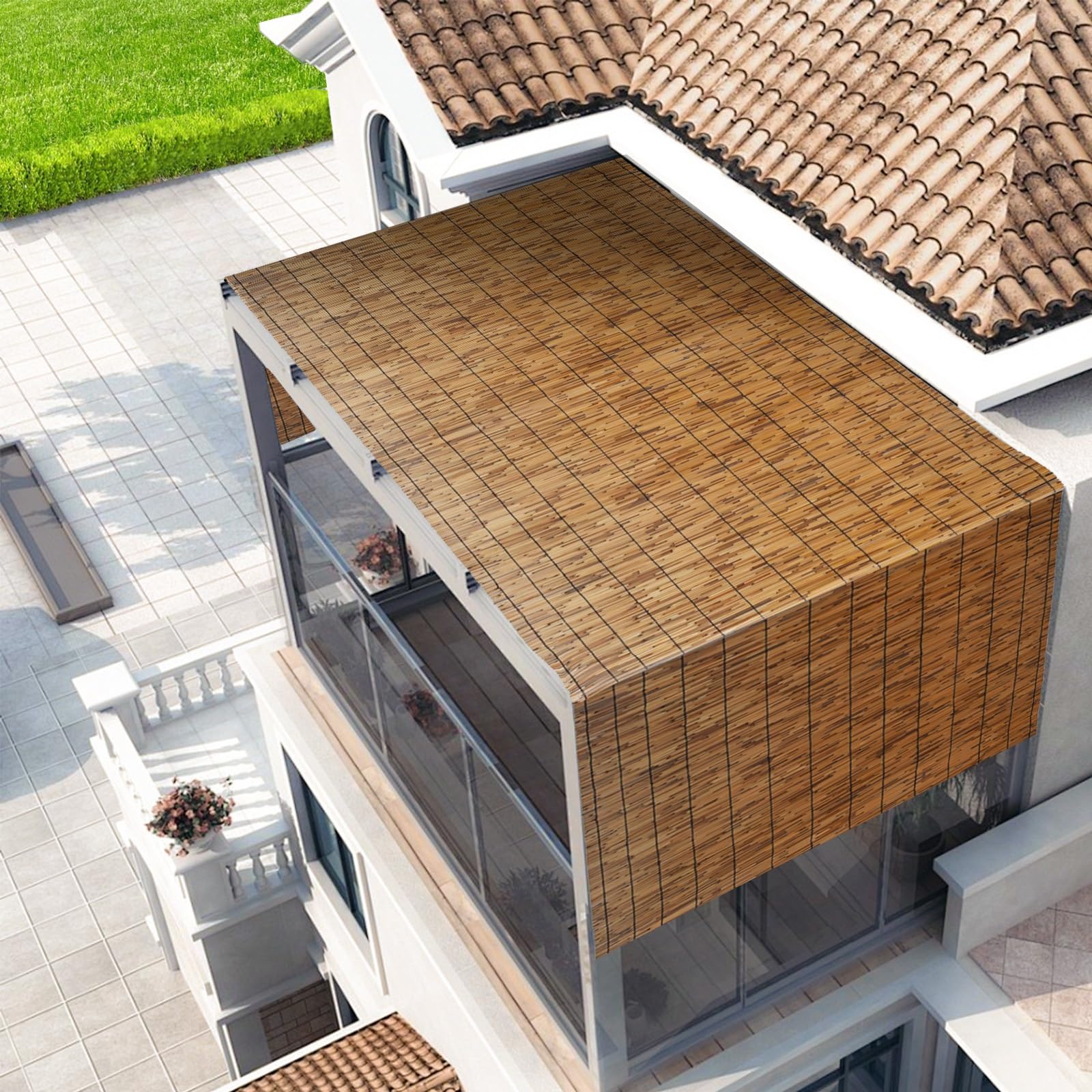 MMleYN Reed Bamboo Fencing 70CM High X700CM Long Roll Balcony Privacy Screen Eco-Friendly Reed Bamboo Fencing Roll For Outdoor/Indoor Privacy (Color : Carbonized color, Size : 100cmx400cm)