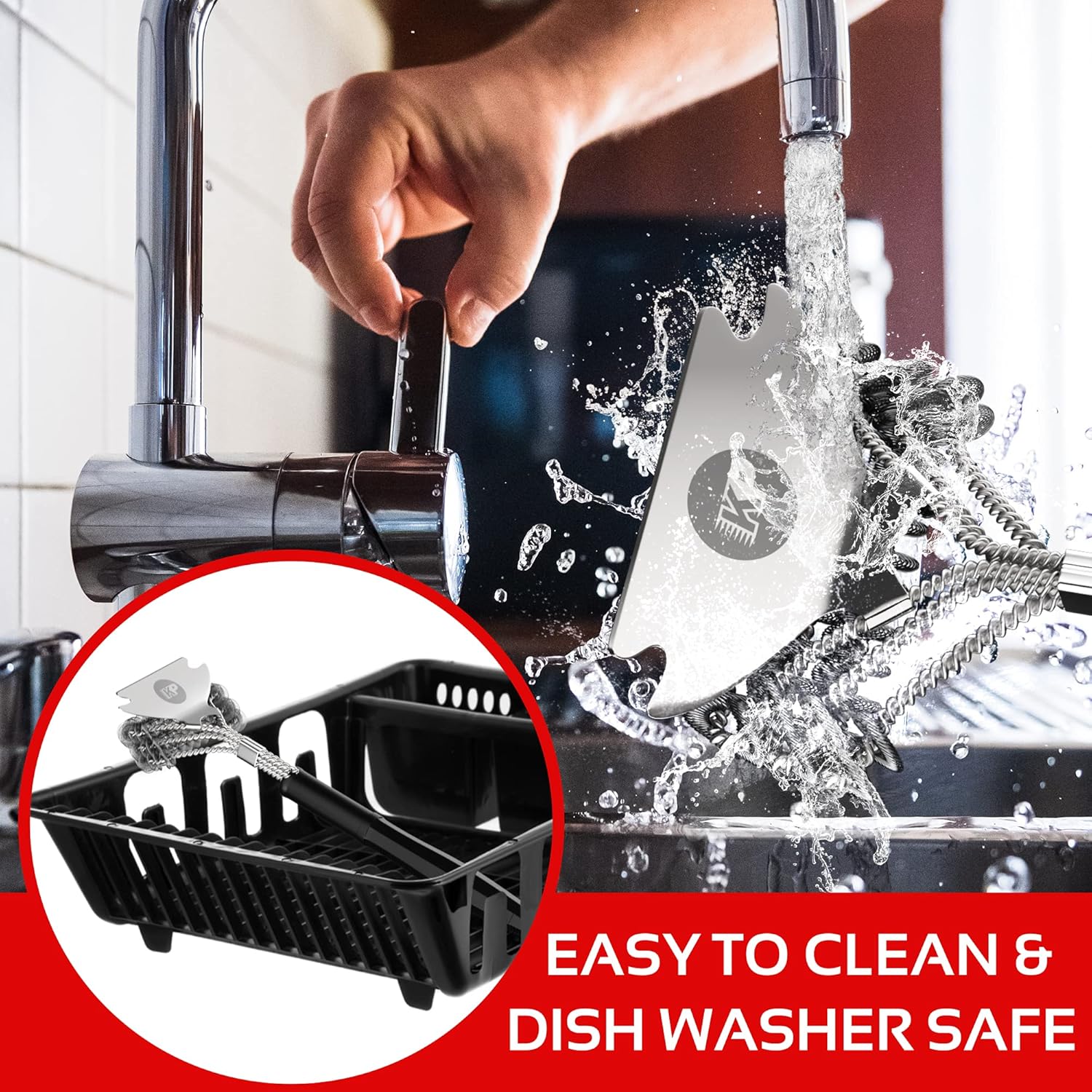 KP Grill Brush for Outdoor Grill–3 in 1 Safe Grill Cleaner Brush & Grill Scraper –No Bristles BBQ Brush w/ Smart Grip Handle & Metal Hanger– BBQ Grill Brush Bristle Free Grill Accessories +3 eBooks : Patio, Lawn & Garden