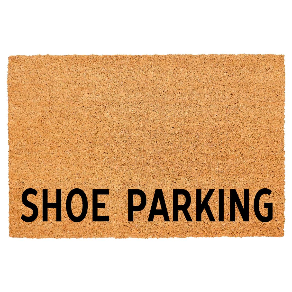 Funny Coir Doormat - Shoe Parking Take Off Shoes Welcome Front Porch Decor for The Entrance Way - Personalized Rugs With Heavy-Duty PVC Backing Non