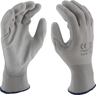 West Chester 713SUCG Polyurethane Palm Coated Nylon Gloves - [Pack of 12] X-Large, Grey, Knit Wrist