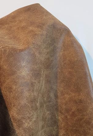 NAT LeathersTM | Acorn Brown Crazy Horse Soft Faux Leather Sheet PU (Peta Approved Vegan) | by The Yard Synthetic Pleather 0.9 mm Thick | 1 Yard (36 x 54 inch) Smooth Upholstery | Acorn, 1 Yard