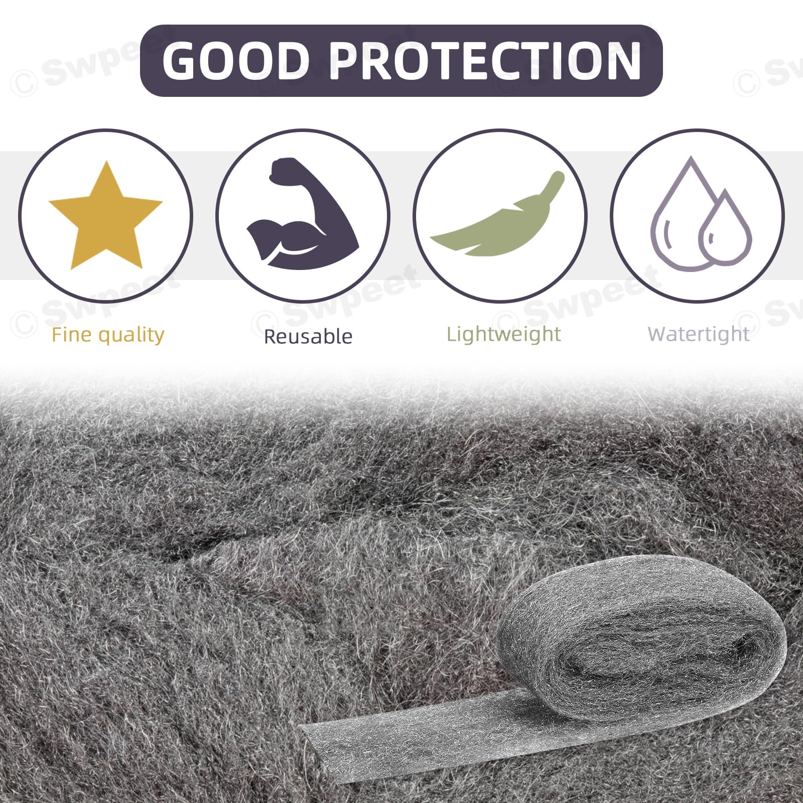 Swpeet Steel Wool Gap Filler per casa e garage, pacchetto fai da te
