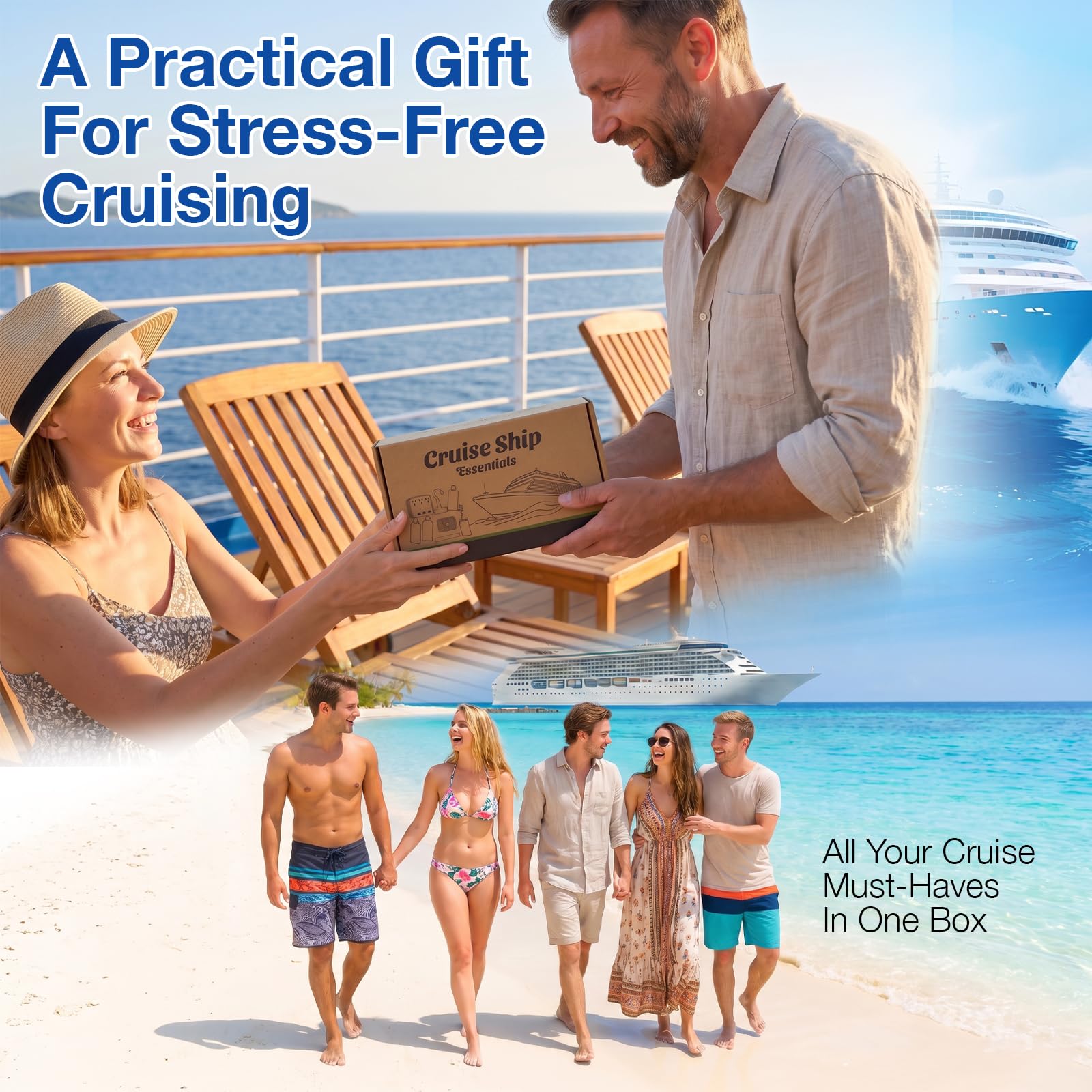 Cruise Essentials 2025 - Cruise Must Haves Kit con protezione anti-sovratensione, cordino con porta documenti, ganci magnetici, set di etichette per bagagli, fasce per asciugamani, supporto