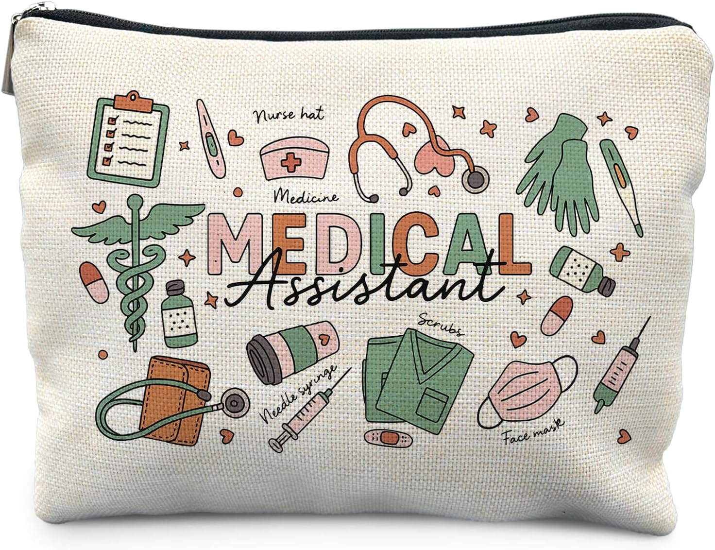 Medical Assistant Makeup Bag for Women, MA Appreciate Gifts Cosmetic Bags,Gifts for For Mom Friends Teen Girl & Women Travel, Nursing Zipper Makeup Pouch for Purse