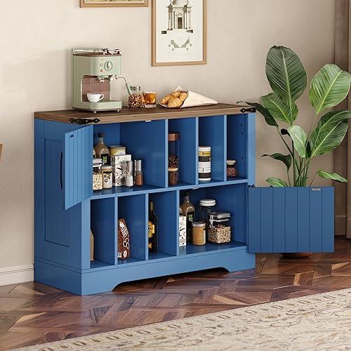 Miniatura 7 de GarveeHome Almacenamiento de discos de vinilo grande de 39 pulgadas, soporte para tocadiscos de madera de granja con armario de almacenamiento y 2