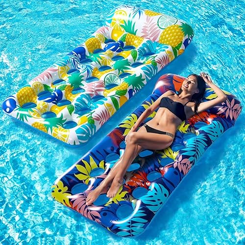 Miniatura 9 de Pool Floats - Inflatable Oversized Pool Raft, Pool Float Adults, Cooling Pool Float Contour Lounger with Headrest for Swimming Pool, Lake, Summer