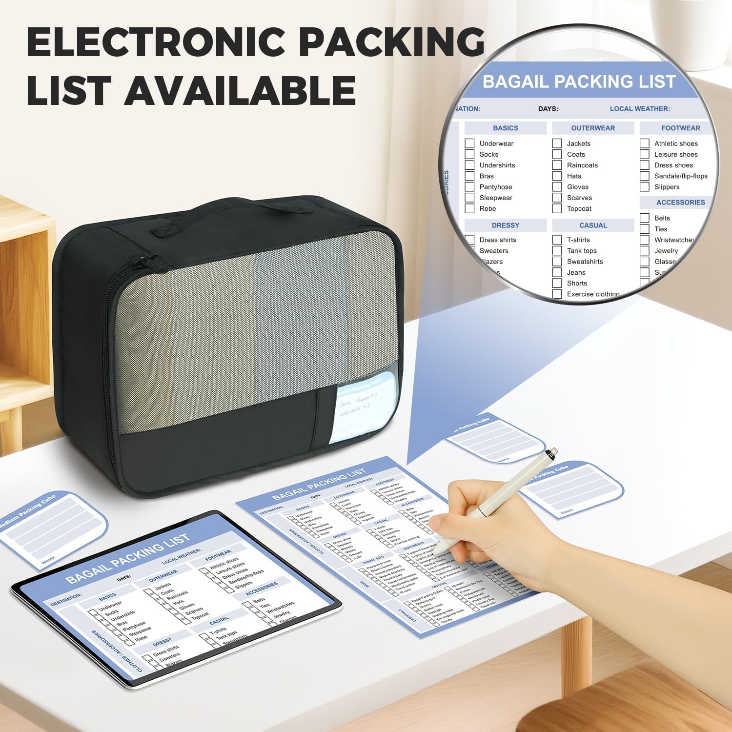 BAGAIL 9 Set Packing Cubes with Packing List Luggage Packing Organizers for Travel Accessories - Image 4