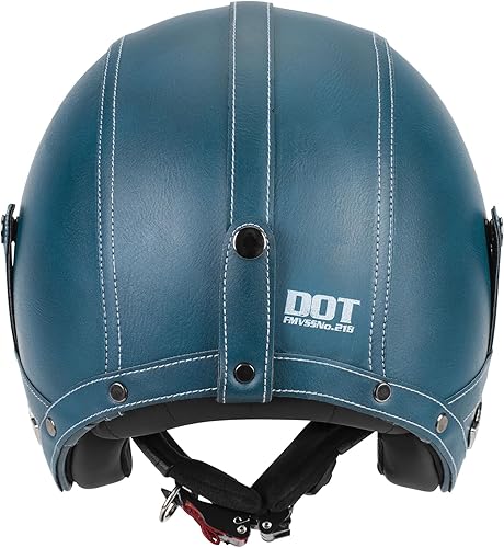 Miniatura 5 de Casco de cuero hecho a mano con cara abierta 34, estilo retro, vintage, aprobado por DOT, medio casco para adultos, para hombres y mujeres,