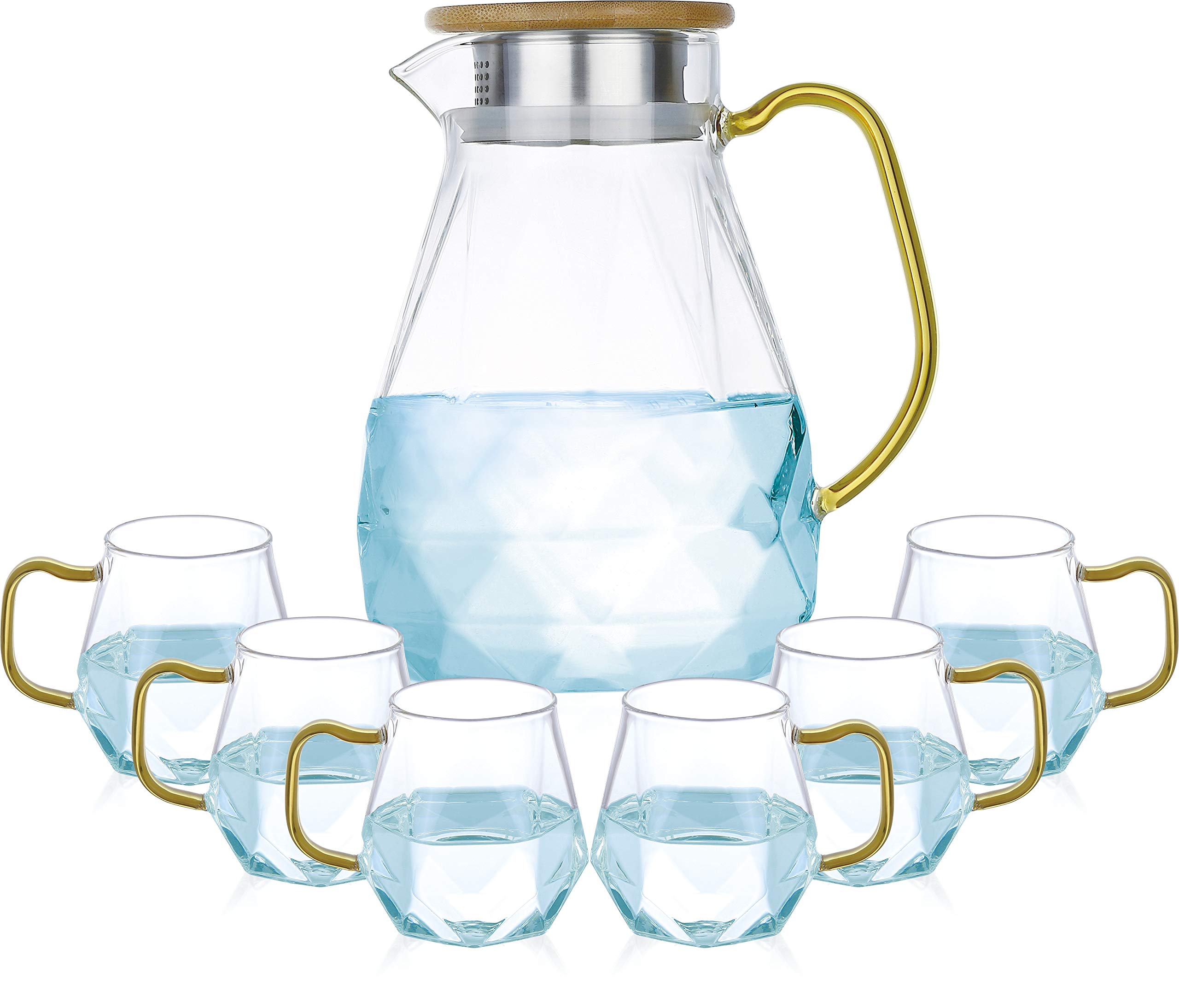 Neoflam Borosilicate 7Pcs Beverage Set Tea Set Heat Resistant Glass Tea Pot, Kettle, Coffee Mugs, Cups For Tea.