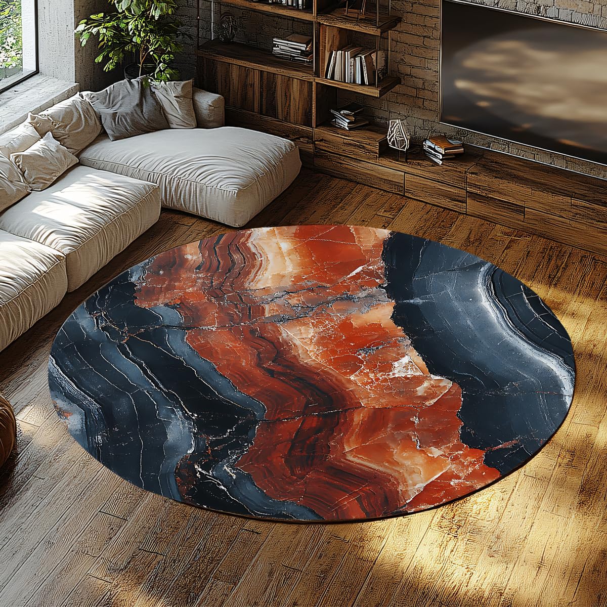 Tapis rond de 150cm facile à laver pour éviter les taches