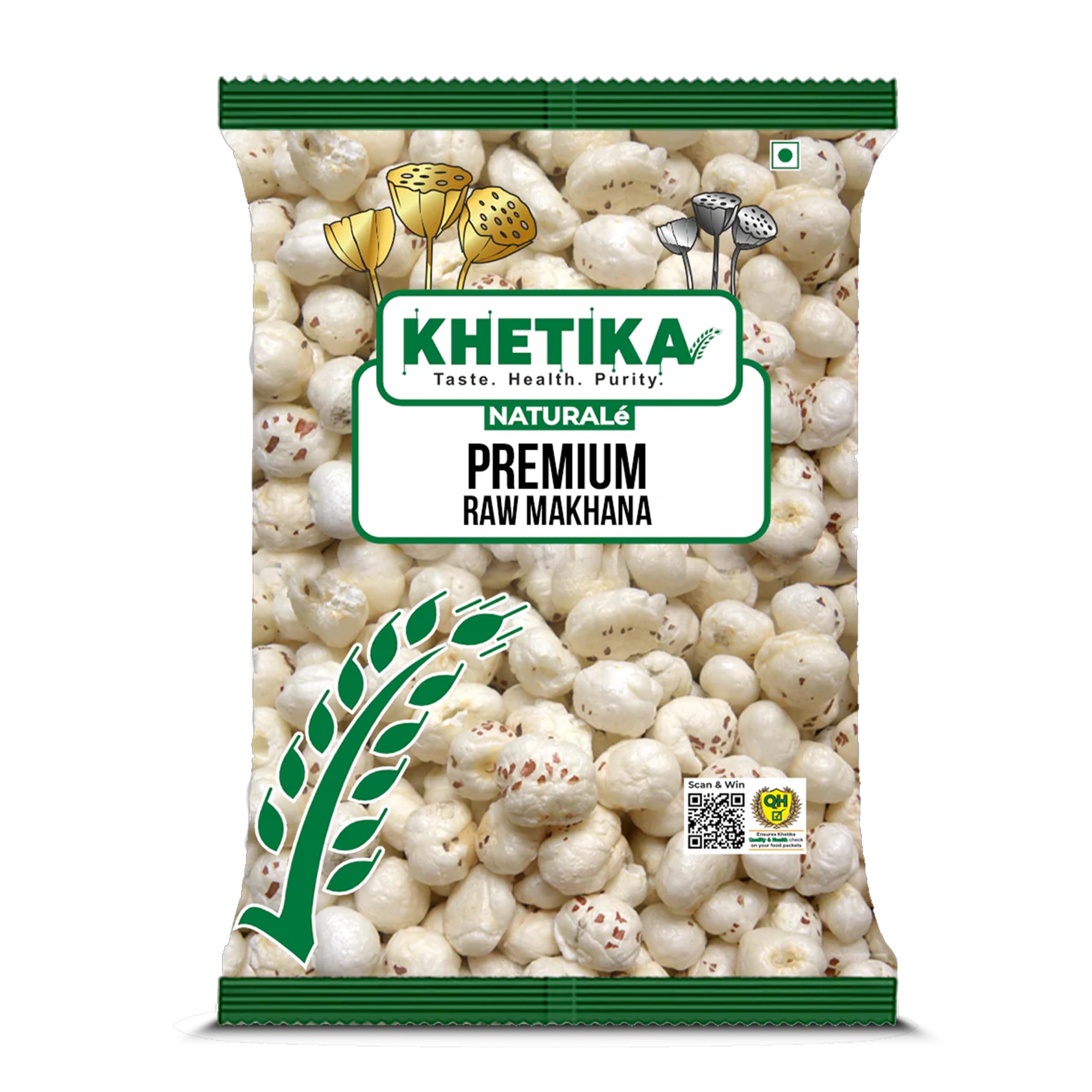 Khetika Premium Phool Makhana(Raw Foxnuts)100g | Handpicked Jumbo Size | Fit for Fasting | Premium Lotus Seeds | Natural & Crunchy | Hygienically Packed