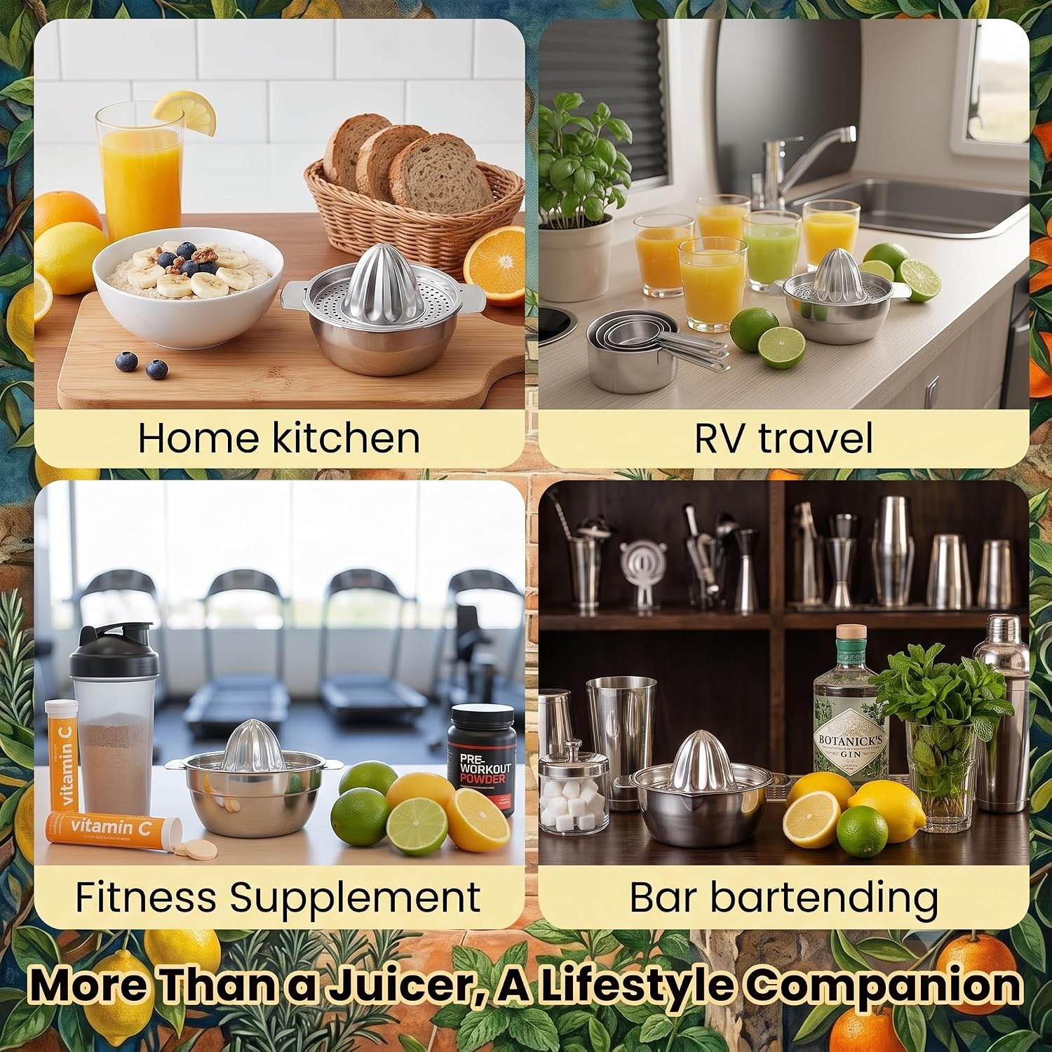 316L Stainless Steel Lemon Squeezer, Heavy Duty Citrus Juicer Manual Hand Press, Bowl Strainer Combo, Juicer Squeezer for Orange Lime, Kitchen Camping RV Juice Extractor