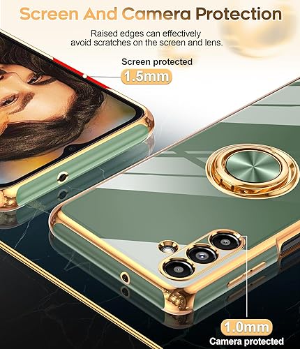 Miniatura 4 de LeYi Funda para Samsung Galaxy A13 5G con protector de pantalla de vidrio templado (paquete de 2) Soporte de anillo giratorio de 360, soporte