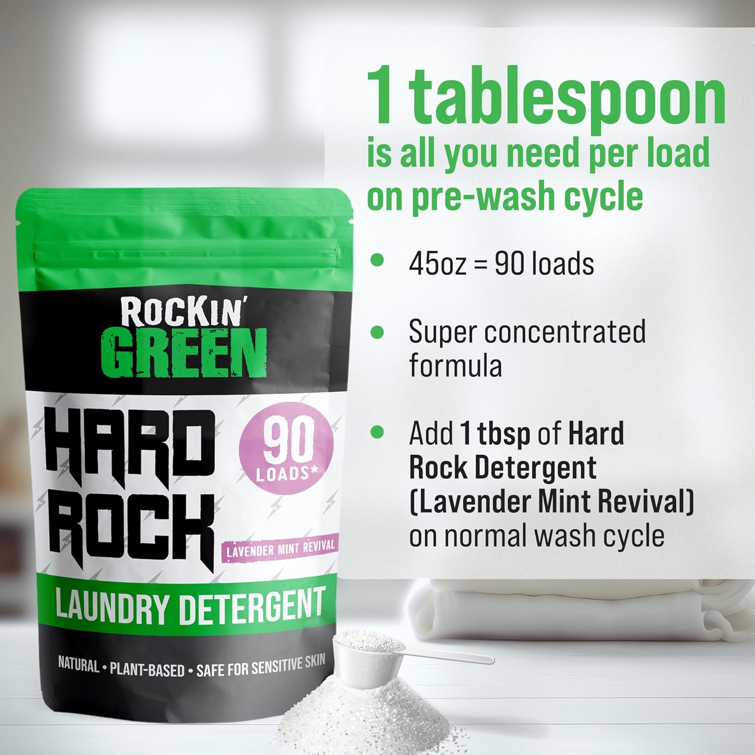 Rockin' Green Activewear 90 Loads Bundle With Hard Rock Smashing Watermelons 90 Loads | All-Natural and Eco-Friendly | Non-Toxic and Safe for Sensitive Skin | Vegan and Biodegradable