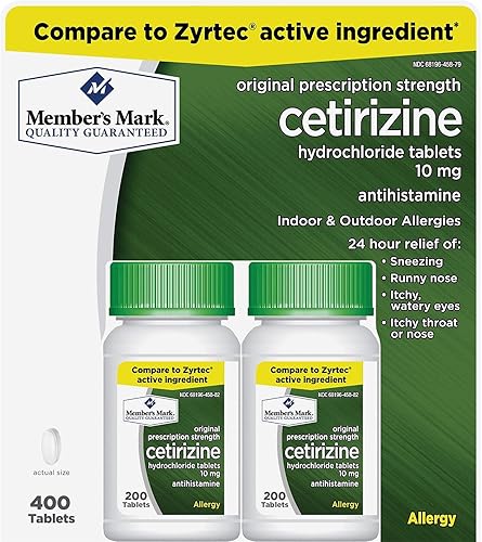 Members Mark Cetirizine Hydrochloride 10 mg Antihistamínico 400 Tabletas - Anteriormente conocido como simplemente derecho