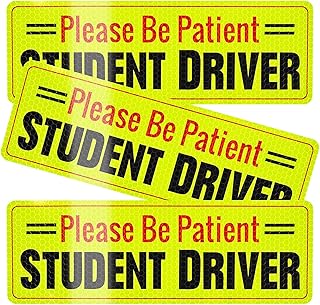 SINGARO Student Driver Magnet for Car,Please Be Patient Student Driver,Magnetic Student Driver Sign,3Pcs Reflective Novice Driver Sticker,New Driver Decal for Car Removable Exterior Accessories