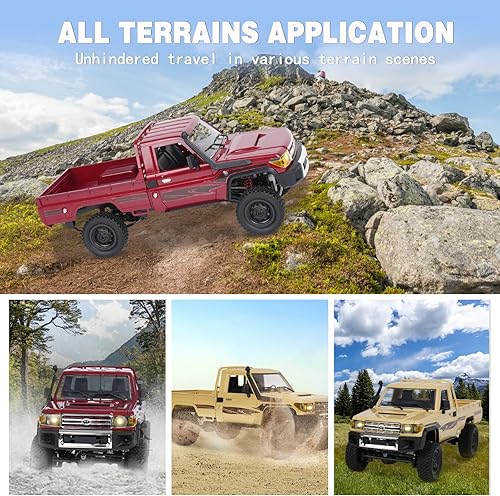 Miniatura 5 de MN82 RC Rock Crawler, camión de control remoto Toyota de 2.4 GHz, interruptor de 2 velocidades 4WD RC Crawler Off-Road Pick-up con 2 baterías