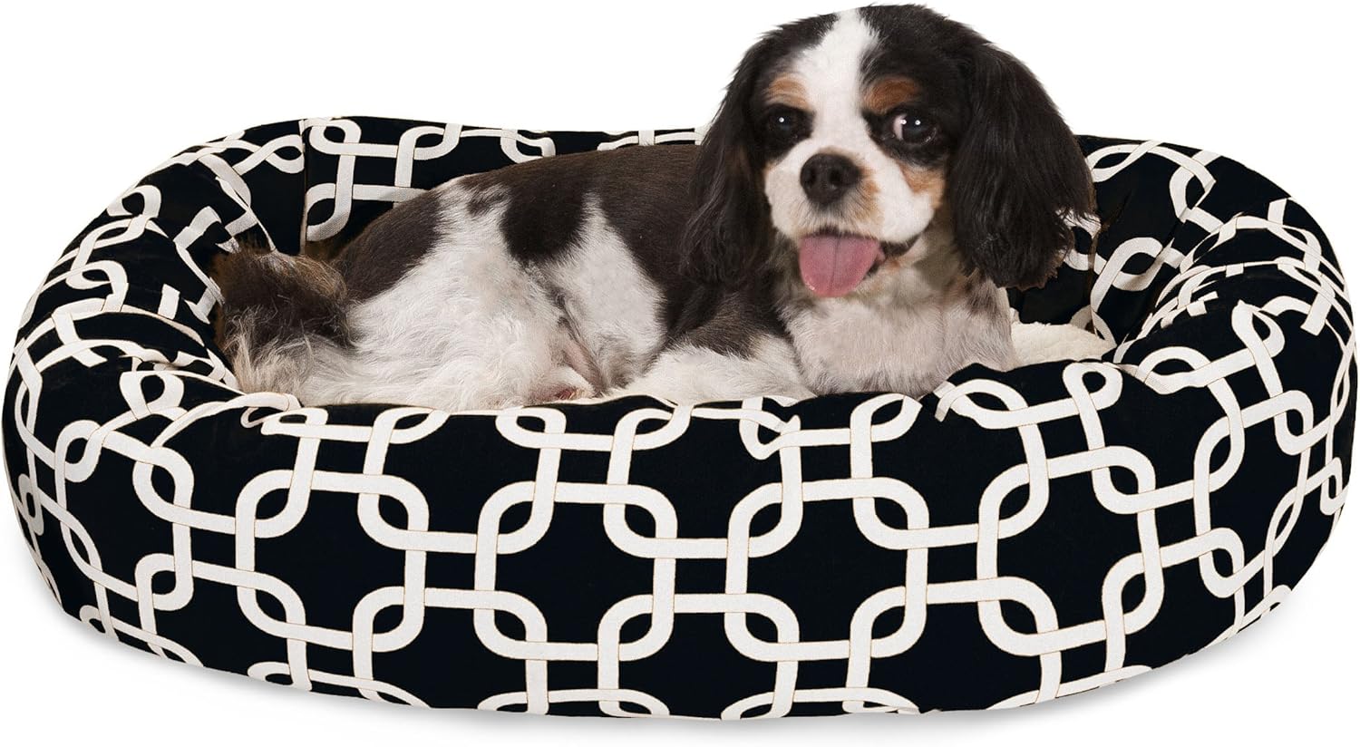 24 Inch Black Links Sherpa Bagel Dog Bed Pet Supplies