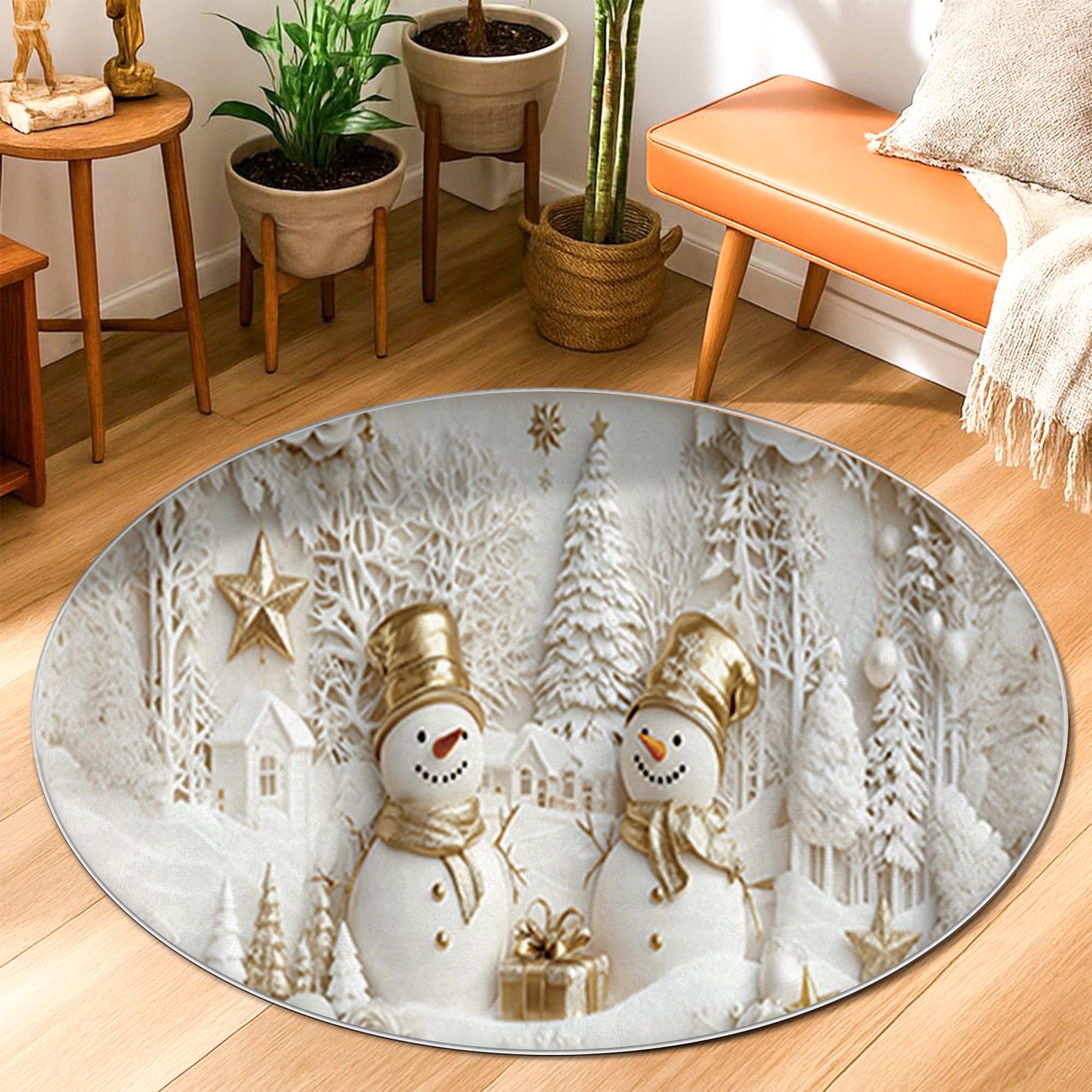 Tapis bonhomme de neige blanc antidérapant pour buanderie et porte
