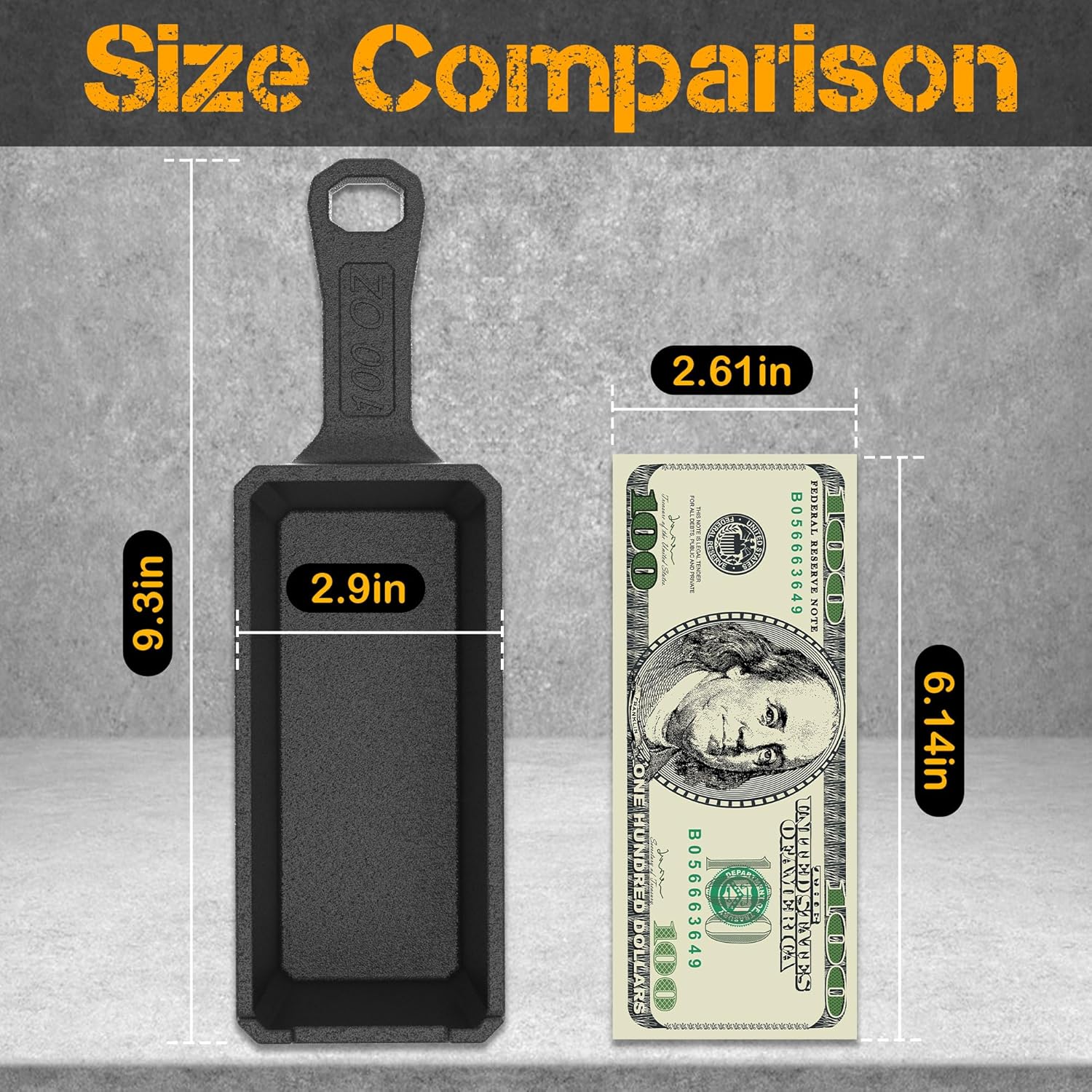 Nelyrho 100 oz Troy Ounce Cast Iron Loaf Bar Ingot Mold Crucible with Handle for Melting Casting Refining Precious Metals Like Gold Silver Copper Aluminum Brass etc, Black