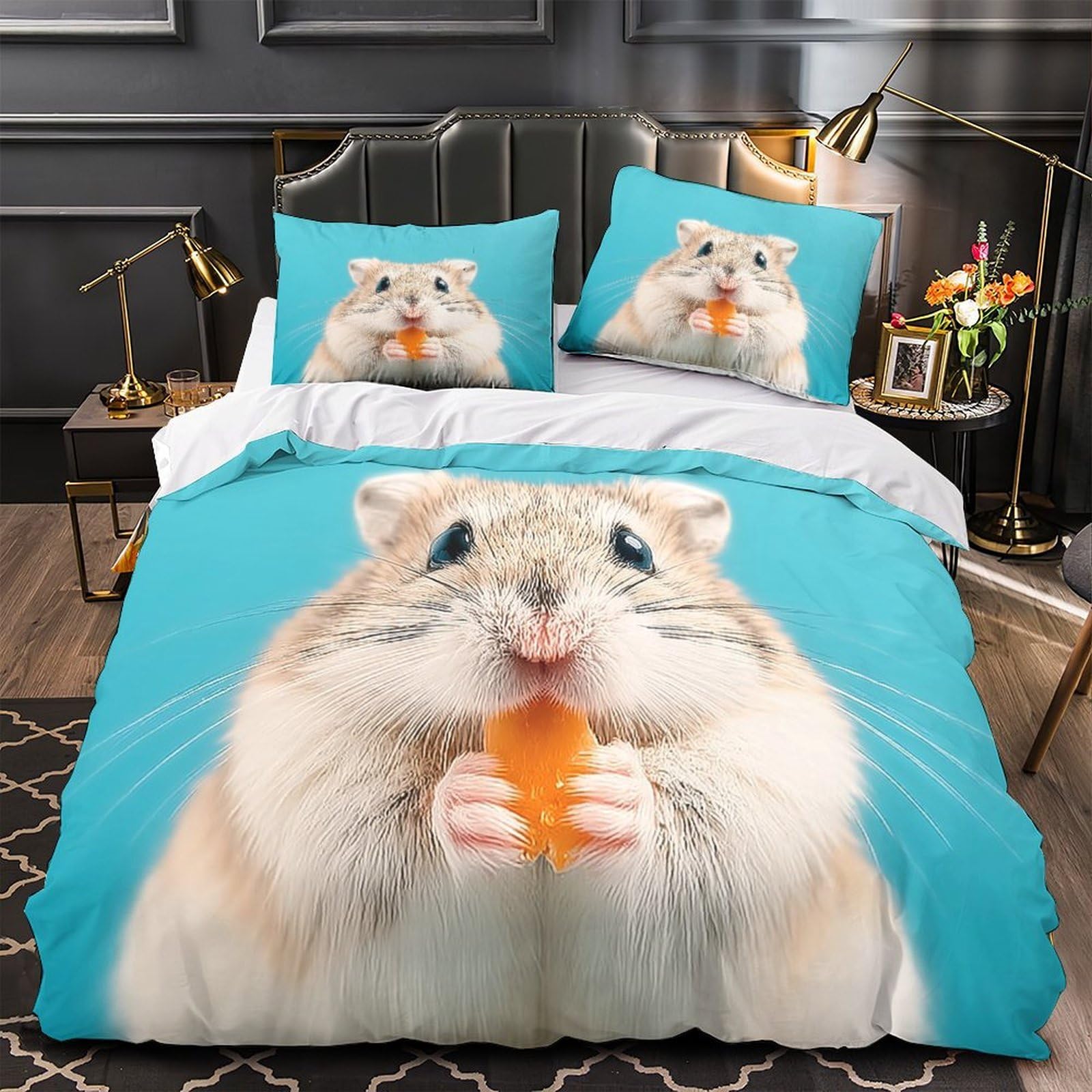 Parure de lit teckel 220x240 en microfibre avec housse de couette imprimée 3D