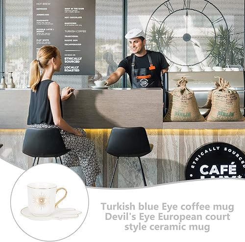 Miniatura 8 de Zerodeko Tazas de café británicas, tazas de café con platillo juego de tazas de café expreso turco árabe griego para el hogar, oficina, juego de té