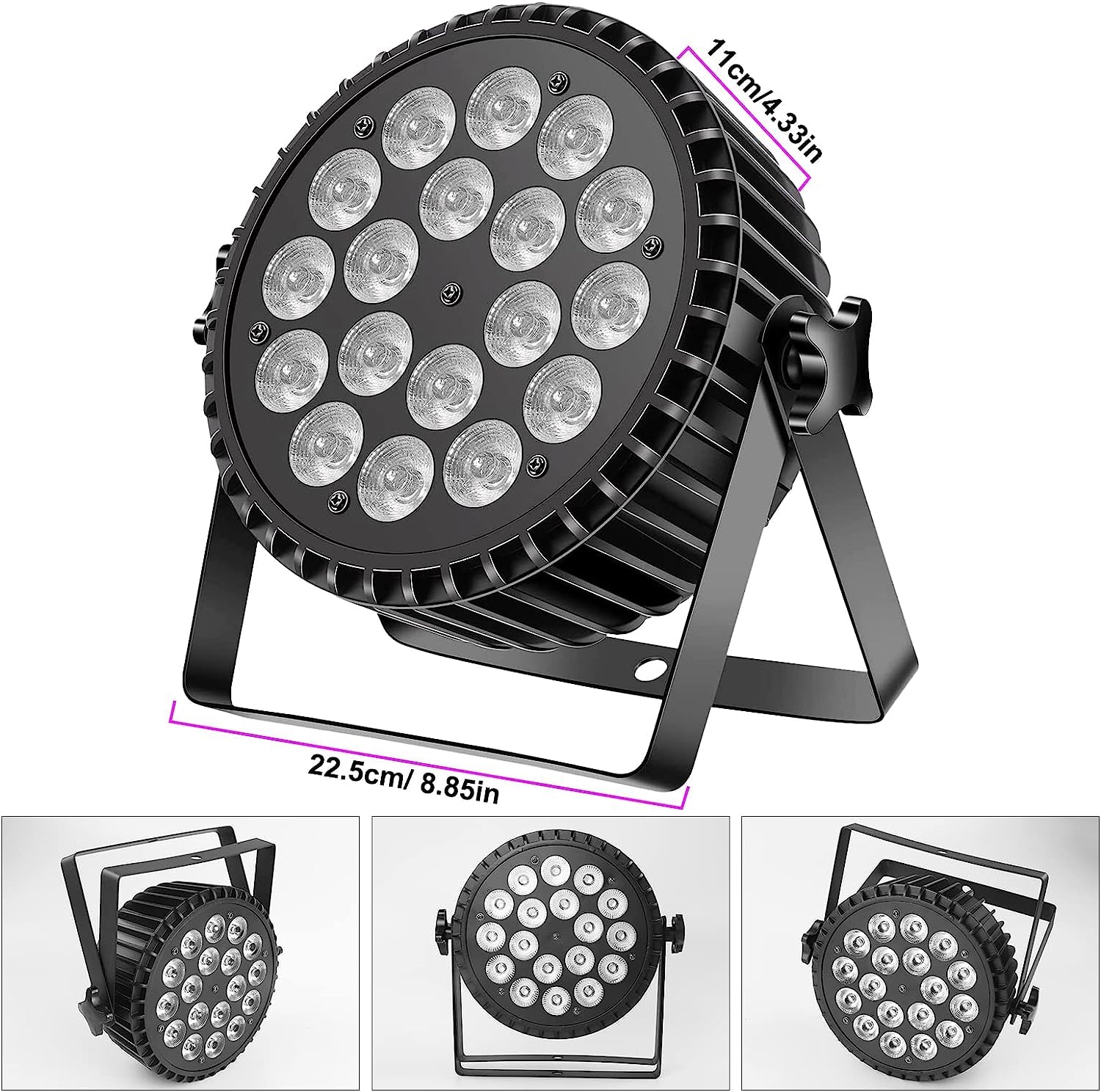 12pc Luminaire de scène à LED UV 200W 18 LED 4-en-1 DMX512 + RGB et 8 canaux avec Infinite Par Light Mixing/Rainbow Effect pour Stage DJ Party Show Bar Halloween Christmas