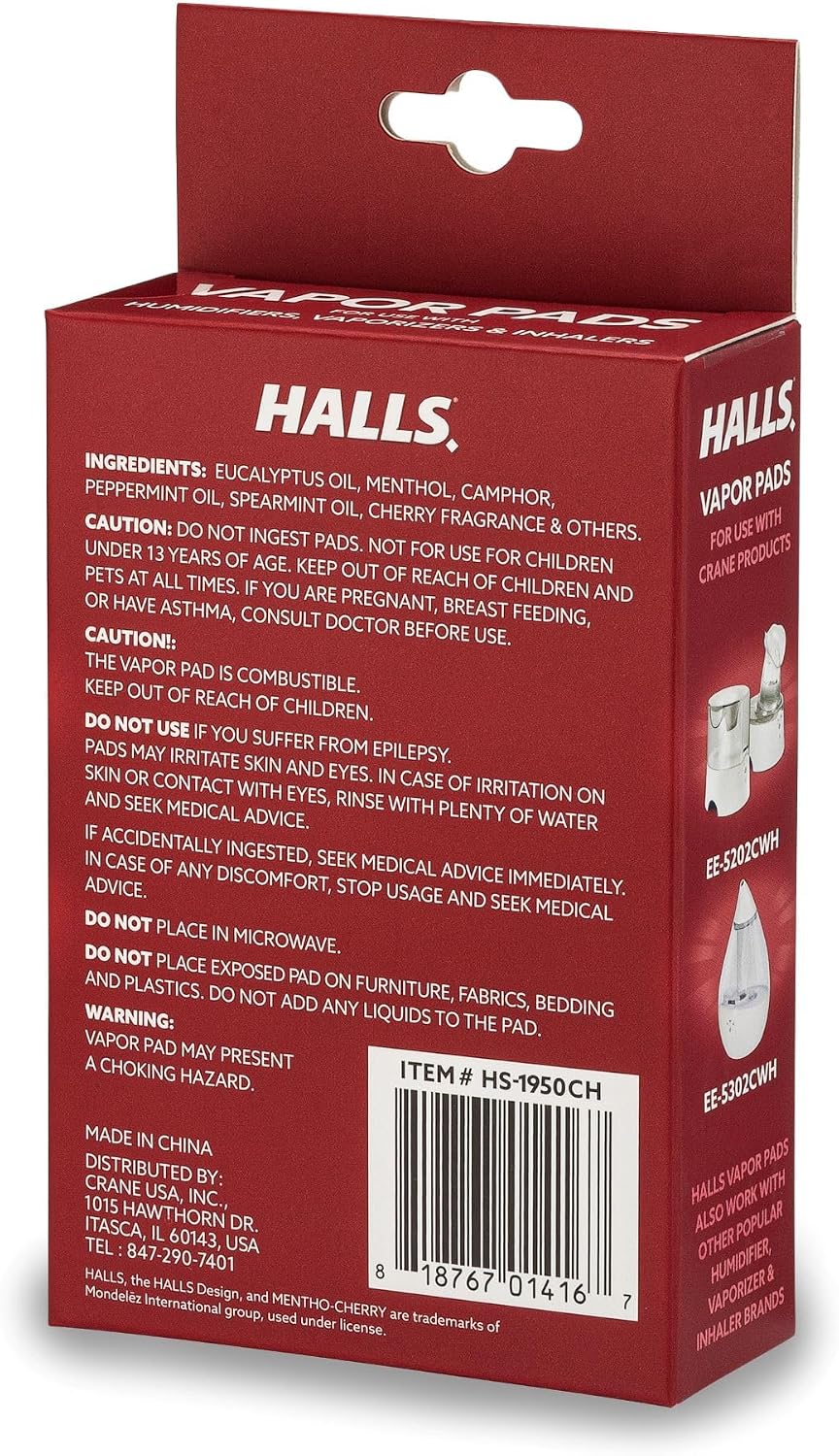 Crane Halls Scented Vapor Pads for Humidifier, Mentho-Cherry 12 Count and Mentho-Lemon 12 Count Bundle