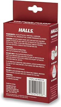 Crane Halls Scented Vapor Pads HSA Eligible Vapor Pads 12 Count Mentho-Cherry Red Up to 8 Hours of Soothing Vapors for Use with Humidifiers, Steam Inhalers & Vaporizers