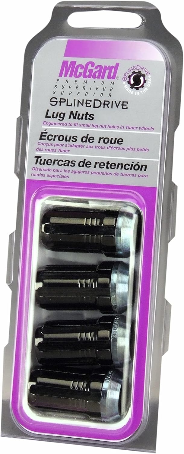 McGard 65310BK SplineDrive Black (M14 x 1.5 Thread Size) Cone Seat Lug Nut, (Set of 4), 4 Lug Nuts