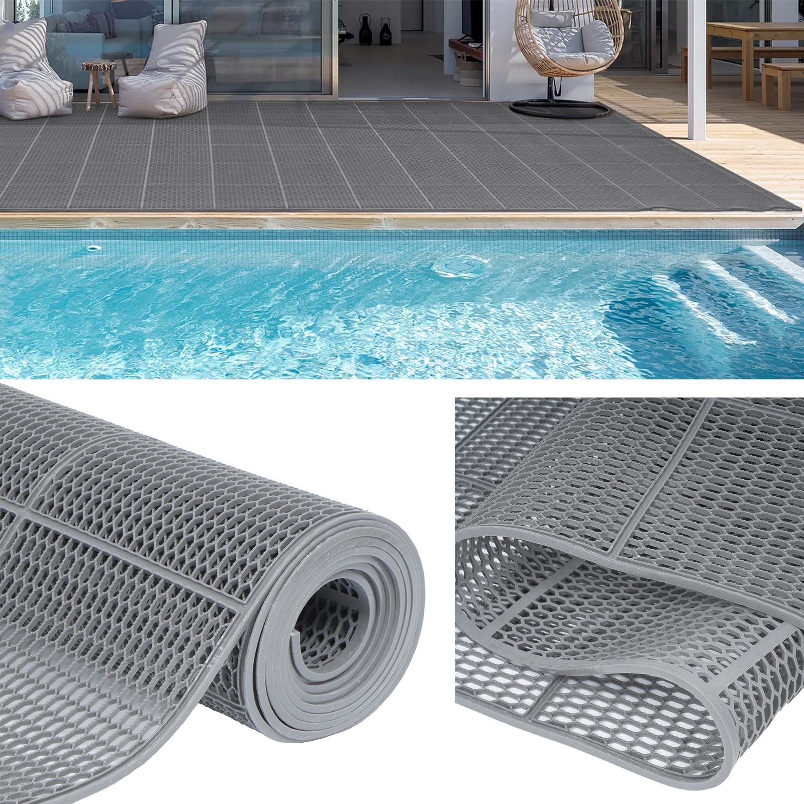tonchean Tapis en caoutchouc pour espace de stationnement intérieur et extérieur, tapis de bain, 90 x 300 cm, découpable, anti-basculement