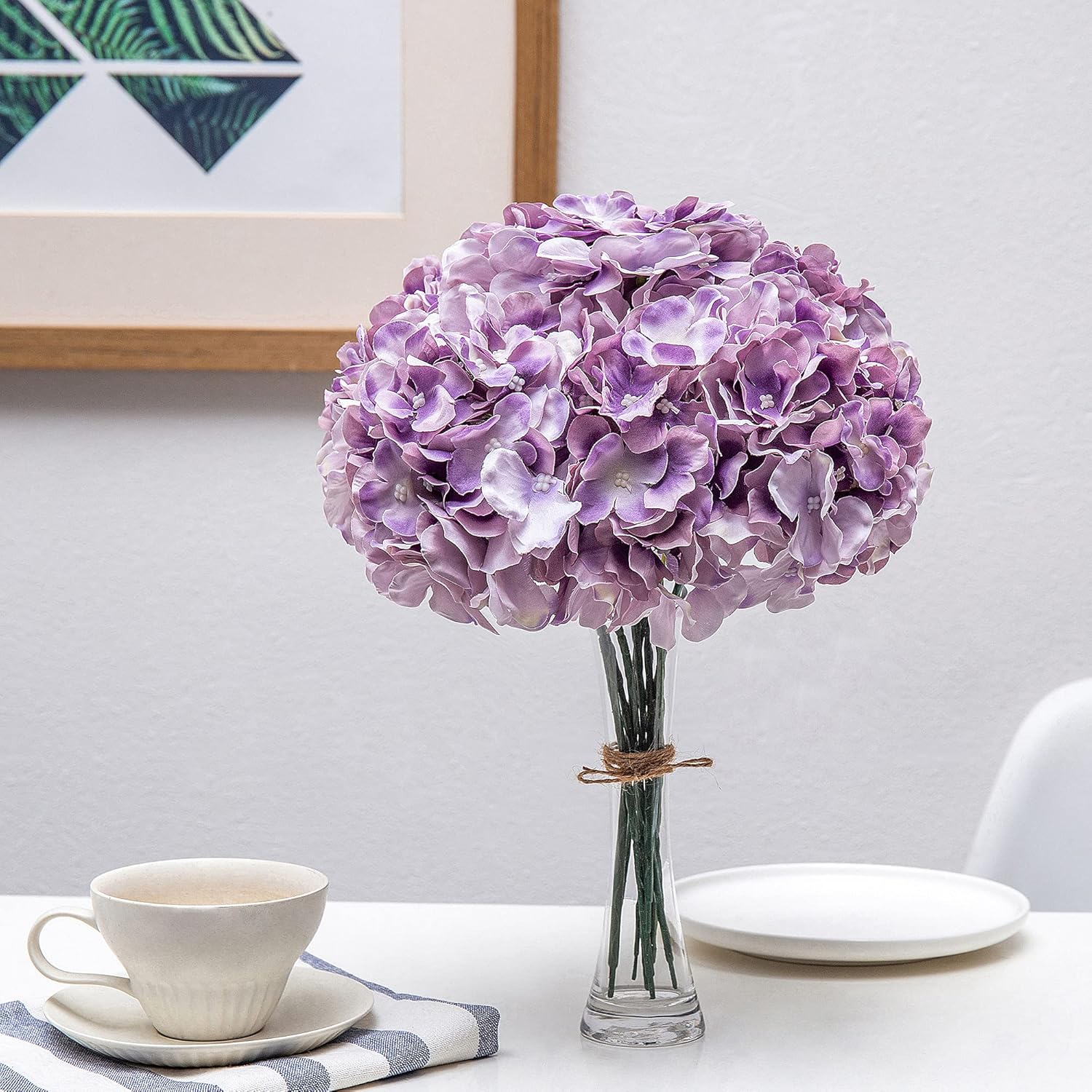 Silk Hydrangea Fake Flower 10pcs DIY Floral Artificial Flower with Stems for Wedding Office Shower Decor Hotel Banquet Home Decor (Fantasy Purple) - Image 6