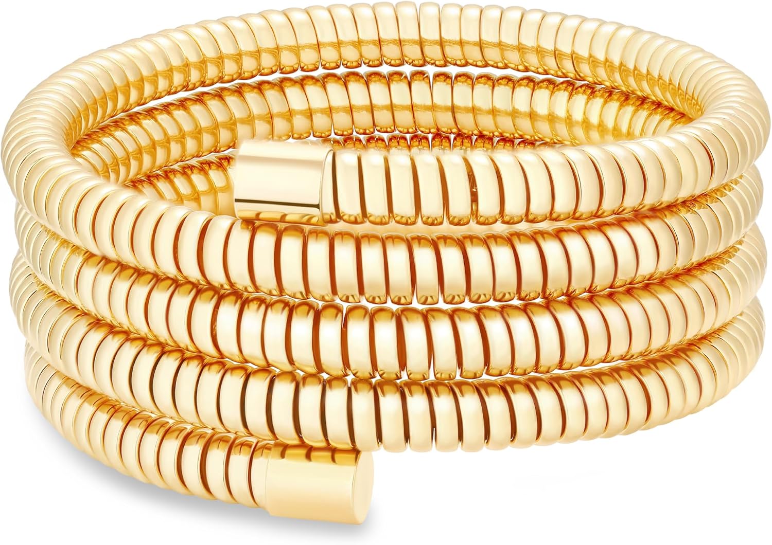 Chunky Gold Beaded Bangle Bracelet Set Stack for Women Men Stretchy Snake Link Chain Flexible Wide Wristband Bangles Bracelets