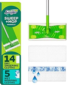 Sweeper Dry and Wet Starter Kit for Floor Mopping and Cleaning, All Purpose Cleaner, Includes: 4 Dry Heavy Duty Cloths, 3 Wet Heavy Duty Pads, 10 Dry Cloths, 2 Wet Pads