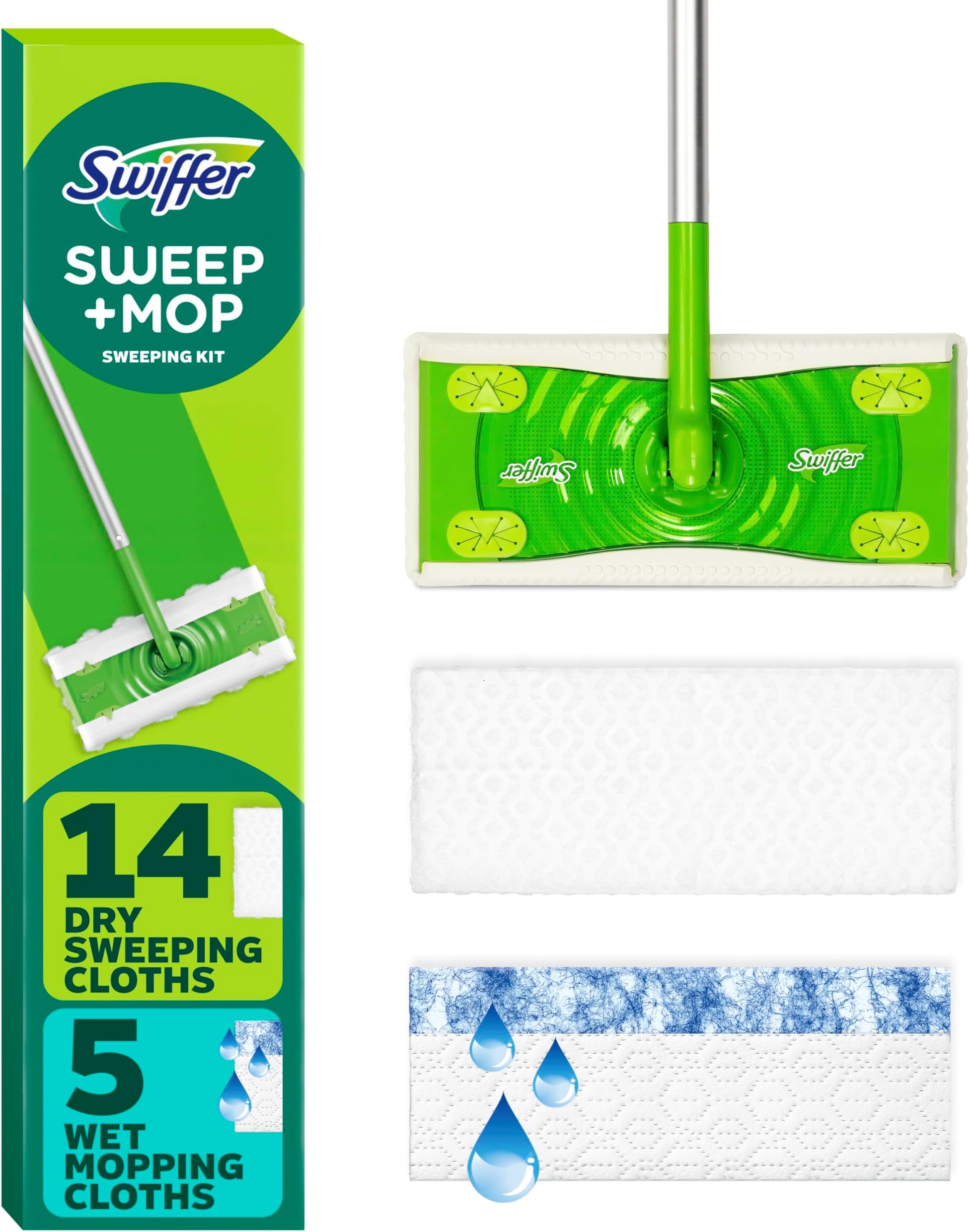 Sweeper 2-in-1 Mops for Floor Cleaning, Dry and Wet Multi Surface Floor Cleaner, Sweeping and Mopping Starter Kit, Includes 1 Mop + 19 Refills, 20 Piece Set