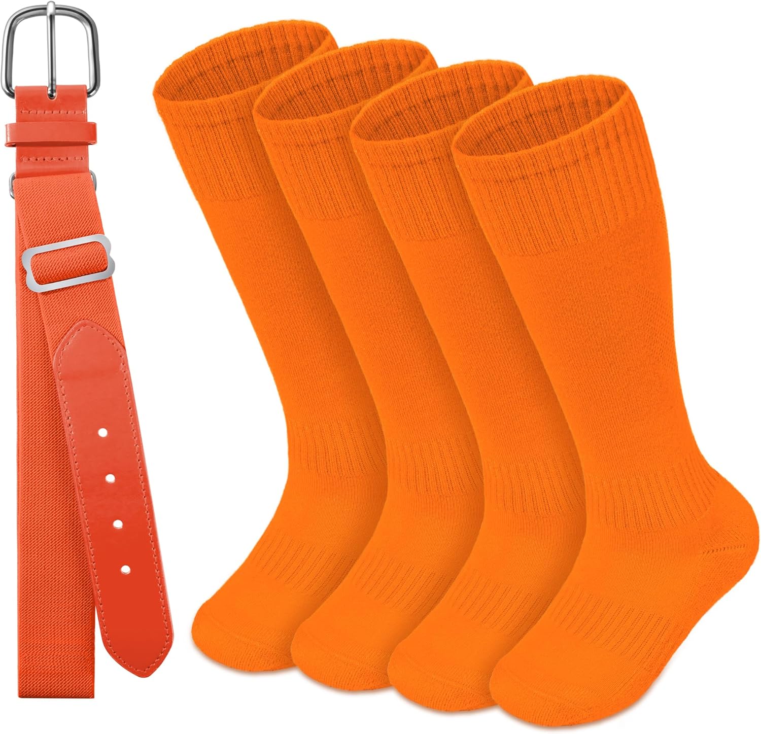 HONGTEYA Youth Baseball Socks and Belt Combo Set,Youth Softball Socks and Adjustable Baseball Belt for Boys Girls