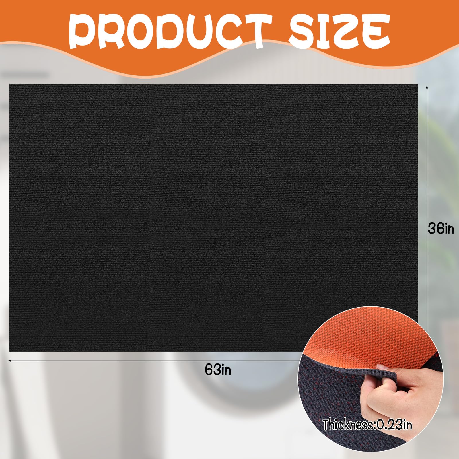Unterwaschmaschinenmatte, 160 x 91 cm, groß, rutschfest, wasserdicht, Gummi-Unterseite für Waschmaschine, Trockner, Kühlschrank, Bodenschutz, stoßdämpfend, geräuschreduzierend