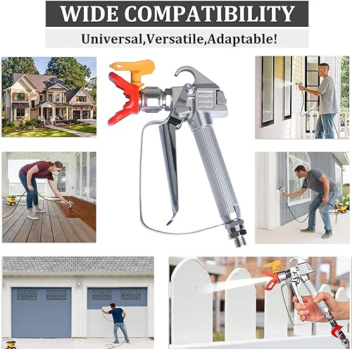 Miniatura 6 de Pistola de pintura sin aire y punta 517 adecuada para todas las máquinas de pulverización de pintura sin aire, junta giratoria y alta presión 3600