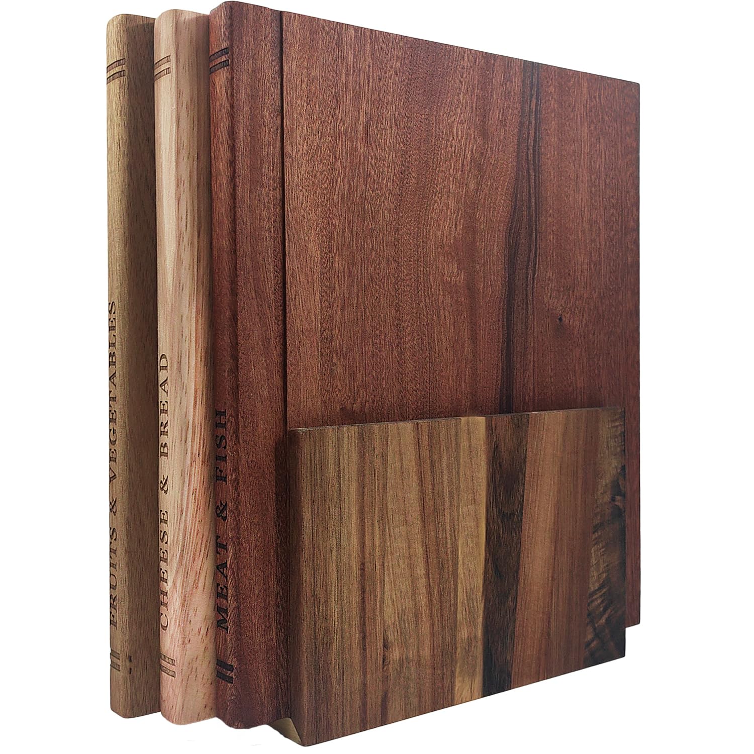 Resafy Book Cutting Board Set of 3,Acacia Wooden Serving Boards for Kitchen