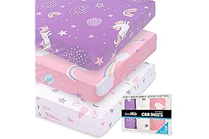 Fitted Unicorn Crib Sheets (3 Pack) for Little Girls by GROW WILD
