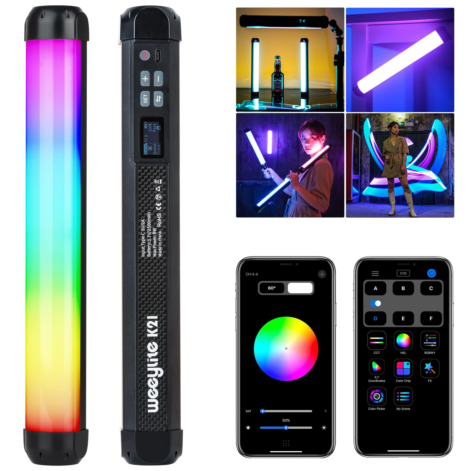 Amazon.co.jp: LED RGBビデオライト 360°RGB スティックライト