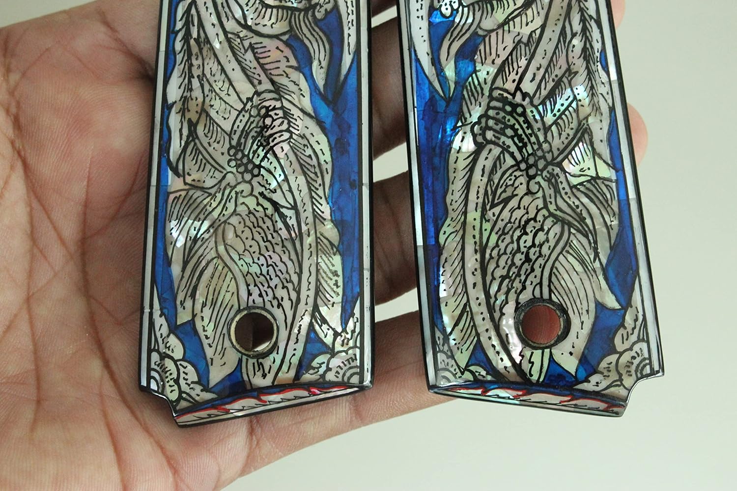 Grim Reaper Art Mother of Pearl Grips for 1911 Standard Full Size Colt Government and Commander Kimber, Springfield, Remington, Taurus PT 1911