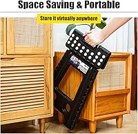 Vista 8 de Delxo Taburete plegable de 17.5 pulgadas, taburete plegable para adultos con bloqueo de seguridad, taburete plegable portátil de plástico, taburetes