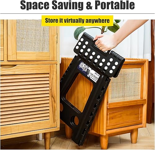 Miniatura 8 de Delxo Taburete plegable de 17.5 pulgadas, taburete plegable para adultos, taburetes de plástico plegables portátiles, taburetes antideslizantes para
