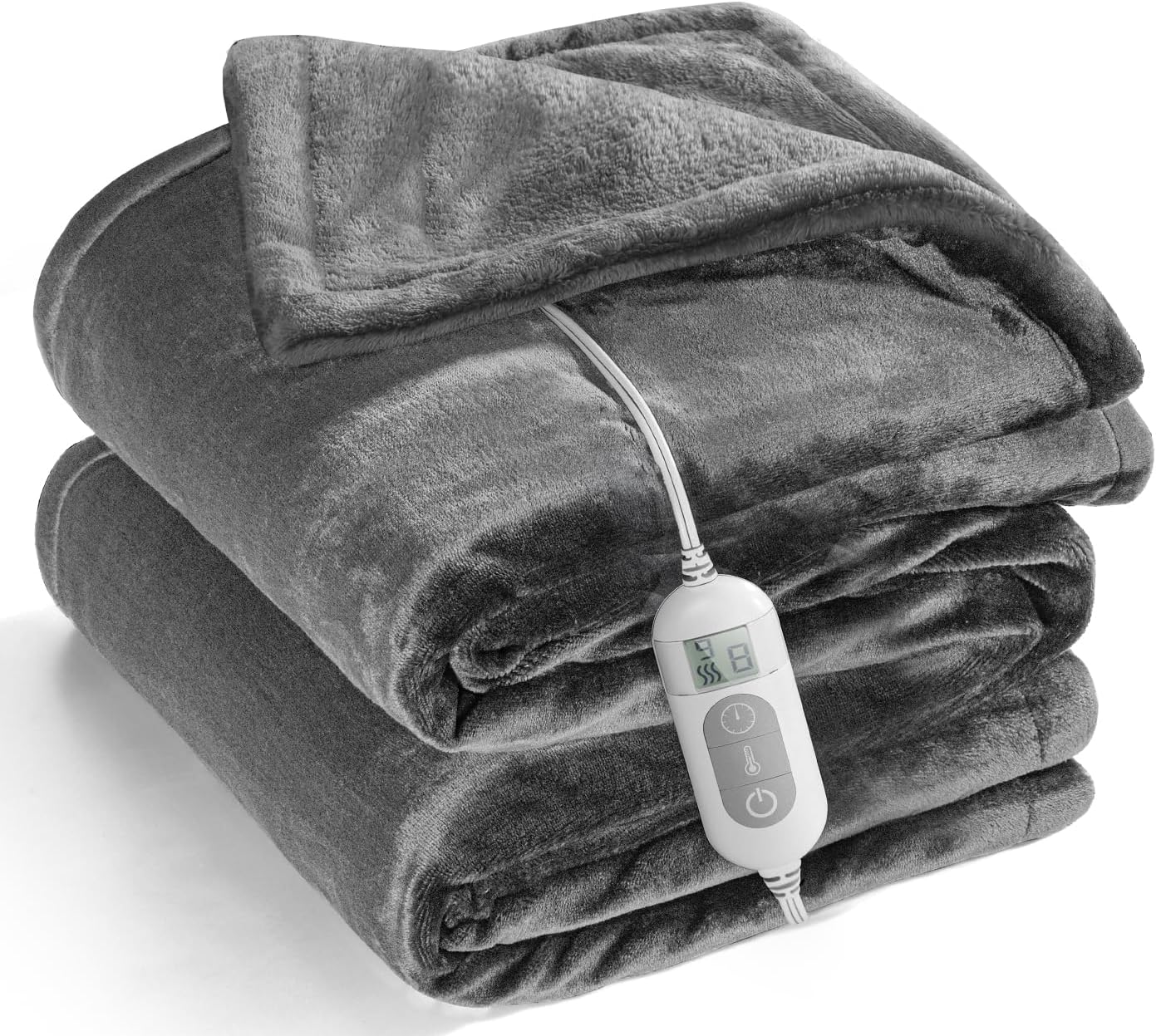 Mlivrom Heated Throw Blanket with 1-9 hrs Timer Auto-Off & 8 Heating Levels,Flannel Electric Blanket Throw ETL Certification,Machine Washable Full Body Warming Blankets