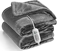Mlivrom 50x60 Heated Throw Blanket - Flannel Electric Blanket, 8 Heat Levels, 1-9Hr Auto-Off Timer, ETL Certified, Machine Washable