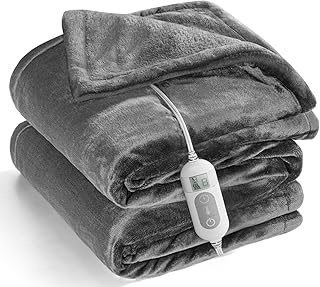 Heated Throw Blanket with 1-9 hrs Timer Auto-Off & 8 Heating Levels，Flan...