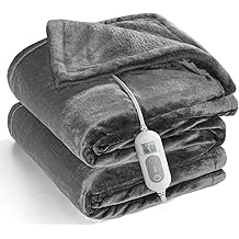 Couverture chauffante avec minuterie de 1 &agrave; 9 heures،arr&ecirc;t automatique et 8 niveaux de chauffage،certification ETL de lancement de couverture &eacute;lectrique en flanelle, couvertures chauffantes pour tout le corps lavables &agrave; la machine