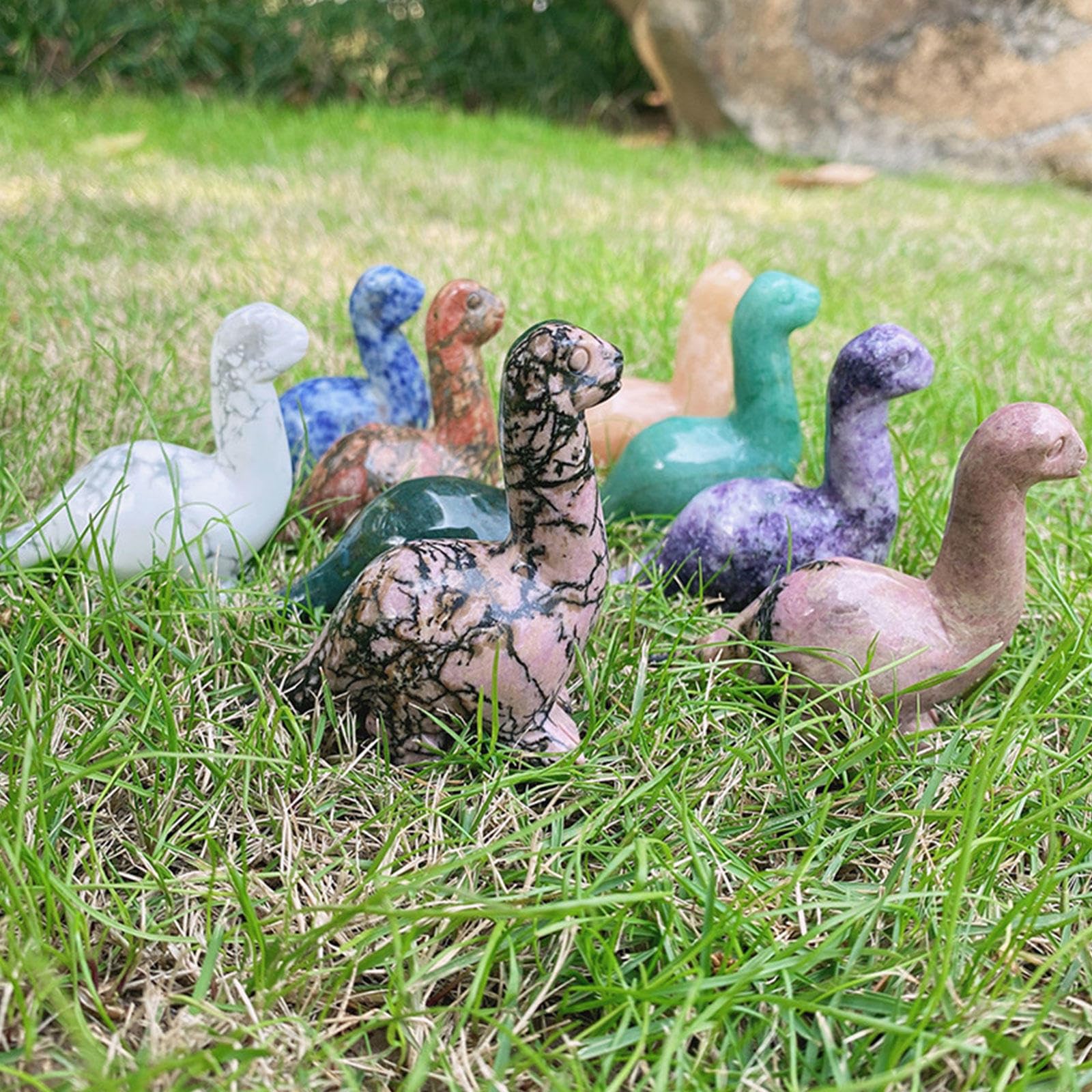 Figura de Animal de Cristal Tallada en Dinosaurio con Piedras Preciosas Pequeñas (2,5 Pulgadas) - Estatuilla de Piedras de Bolsillo de Estatua de Cristal Pulido,Amethyst